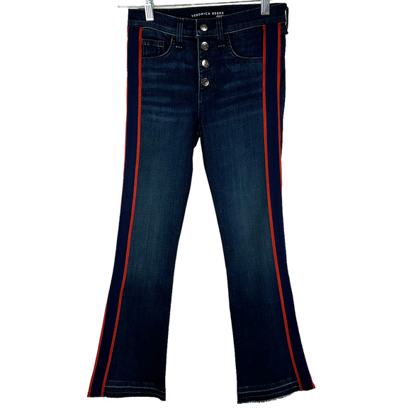 Veronica Beard Jeans NWOT Carolyn Baby Boot Jeans Side Stripe Size 25 Button Fly - Picture 3 of 10